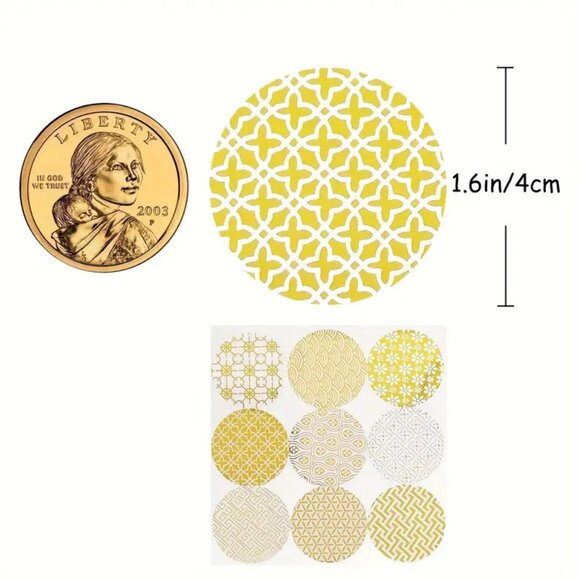 NEW 198 Pieces Gold Decorative Circle Stickers, Seals, Labels, 22 Sheets - Picture 2 of 6